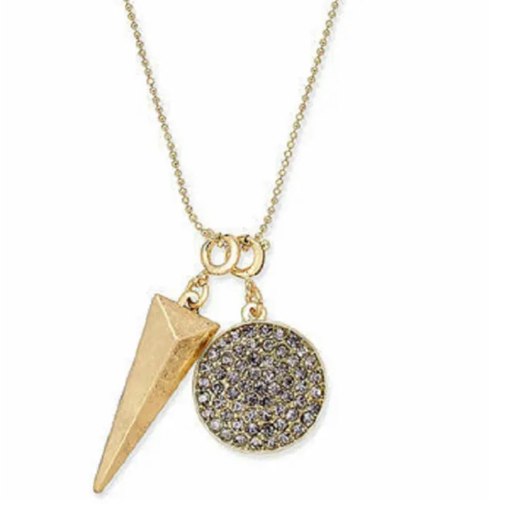 White Druzy Pendant Necklace Gold